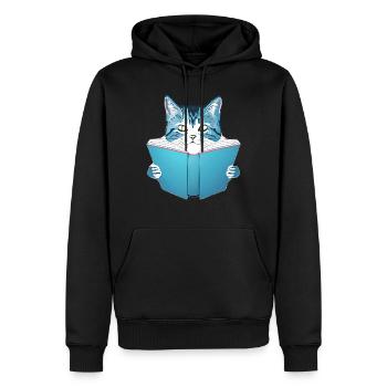 Bücher Kater Katze Lesen Kätzchen Buch Hauskatze - Männer Premium Bio Hoodie - Schwarz - Vorne - Nico (187cm)
