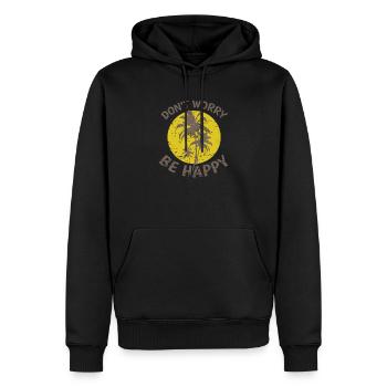 Ne vous inquiétez pas, soyez heureux Tree Palm Holiday - Sweat à capuche Premium bio Homme - noir - Devant - Nico (187cm)