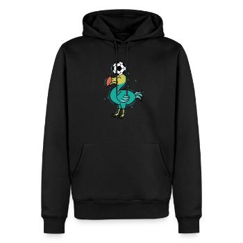 Dodo spielt Fußball Vogel aus Mauritius - Männer Premium Bio Hoodie - Schwarz - Vorne - Nico (187cm)