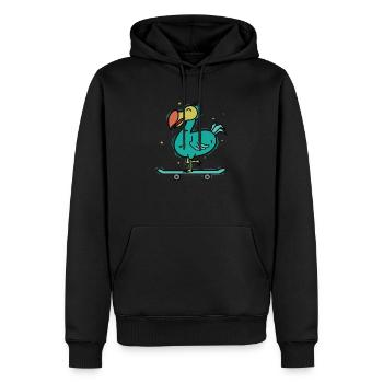 Dodo fährt auf einem Skateboard Vogel - Männer Premium Bio Hoodie - Schwarz - Vorne - Nico (187cm)