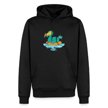Dodo im Wasser mit Schwimmreifen Vogel - Männer Premium Bio Hoodie - Schwarz - Vorne - Nico (187cm)