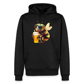 Coole Biene mit Bier und Sonnenbrille - Männer Premium Bio Hoodie - Schwarz - Vorne - Nico (187cm)