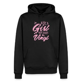 Just a Girl who Loves Vinyl Record - Men’s Premium Organic Hoodie - black - Front - Nico (187cm)