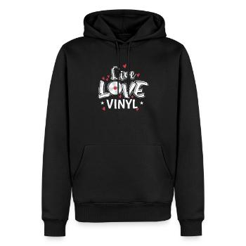 Live Love Vinyl Record Music Record - Men’s Premium Organic Hoodie - black - Front - Nico (187cm)