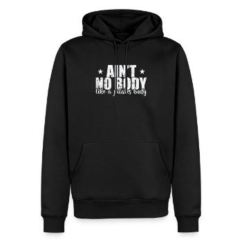Ain't no Body like a Pilates Body Powerhouse - Men’s Premium Organic Hoodie - black - Front - Nico (187cm)
