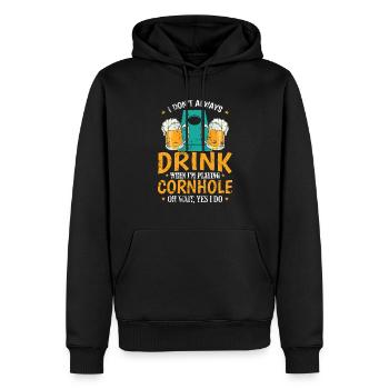 Je ne bois pas toujours quand je joue à Cornhole - Sweat à capuche Premium bio Homme - noir - Devant - Nico (187cm)