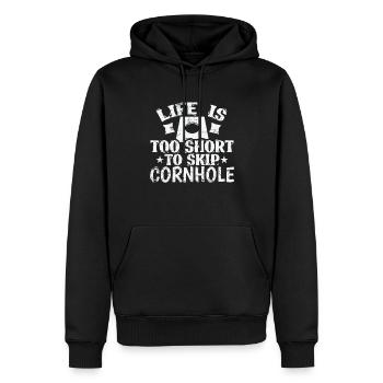 La vie est trop courte pour sauter le jeu de cornhole - Sweat à capuche Premium bio Homme - noir - Devant - Nico (187cm)