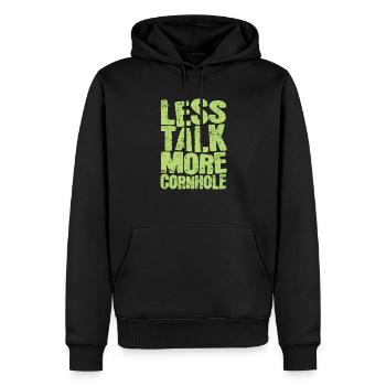 Less talk more Cornhole Spiel Ziel Hobby - Männer Premium Bio Hoodie - Schwarz - Vorne - Nico (187cm)