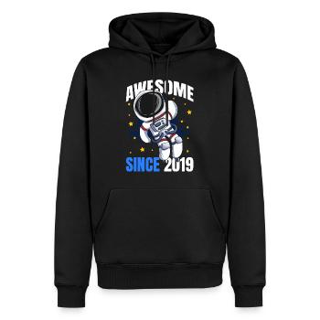 Génial depuis 2019 - 4ème anniversaire d’astronaute - Sweat à capuche Premium bio Homme - noir - Devant - Nico (187cm)