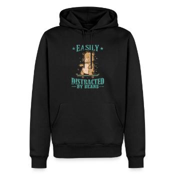 Facilement distrait par la forêt animale des ours - Sweat à capuche Premium bio Homme - noir - Devant - Nico (187cm)