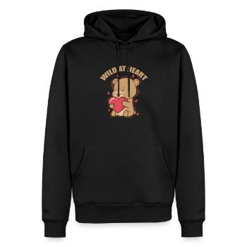 Wild at Heart Bär Tier Wald - Männer Premium Bio Hoodie - Schwarz - Vorne - Nico (187cm)
