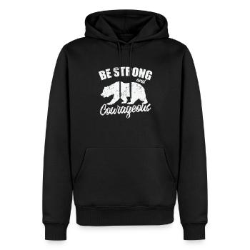 Be Strong and Cowrageous Bear Animal - Men’s Premium Organic Hoodie - black - Front - Nico (187cm)