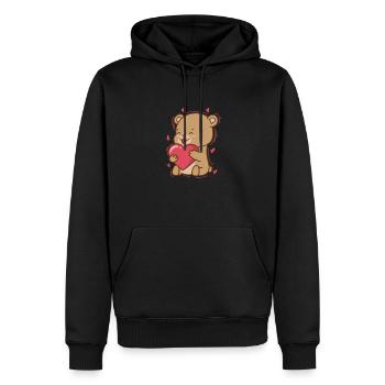 Bär ist verliebt mit Herz Wald Tier - Männer Premium Bio Hoodie - Schwarz - Vorne - Nico (187cm)