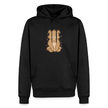 L’ours fait du yoga un animal de forêt - Sweat à capuche Premium bio Homme - noir - Devant - Nico (187cm)
