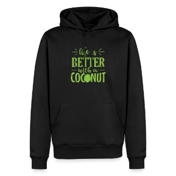 Life is Better with a Coconut Fruit - Men’s Premium Organic Hoodie - black - Front - Nico (187cm)