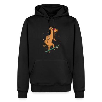 Kamel auf dem Skateboard Dromedar - Männer Premium Bio Hoodie - Schwarz - Vorne - Nico (187cm)