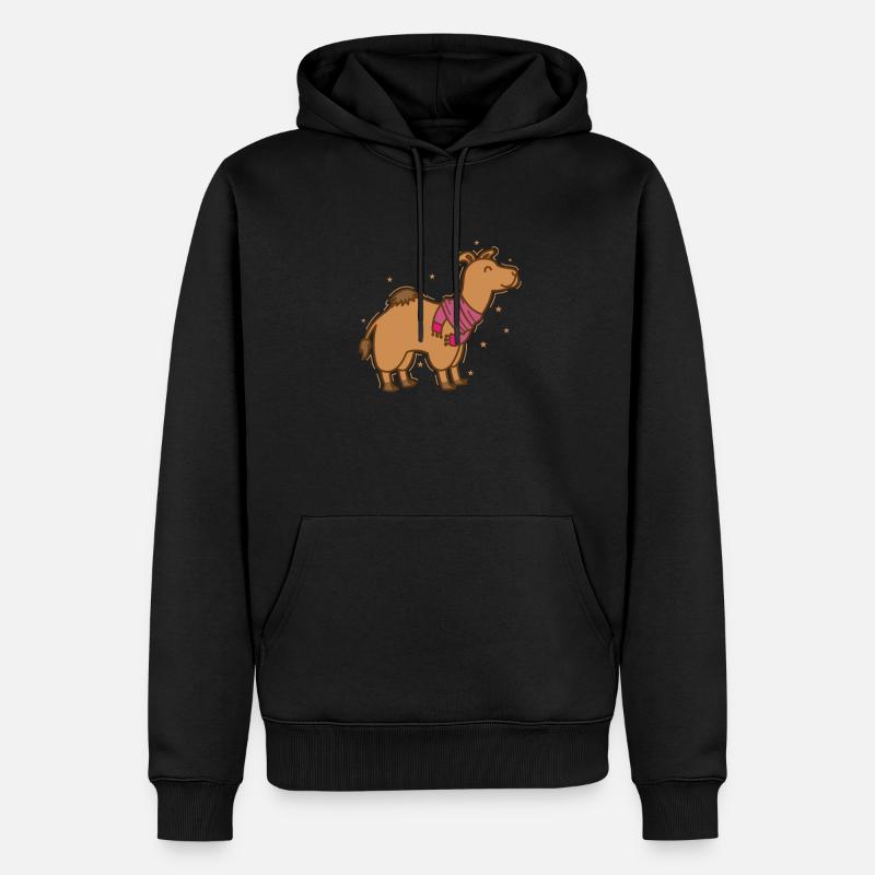 Kamel Dromedar mit Schal Dromedar - Männer Premium Bio Hoodie - Schwarz