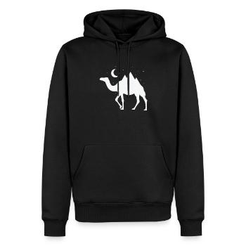 Kamel mit Bergen als Höcker bei Nacht - Männer Premium Bio Hoodie - Schwarz - Vorne - Nico (187cm)
