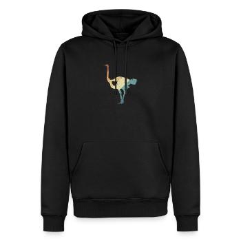 Animal oiseau d’autruche dans la savane - Sweat à capuche Premium bio Homme - noir - Devant - Nico (187cm)