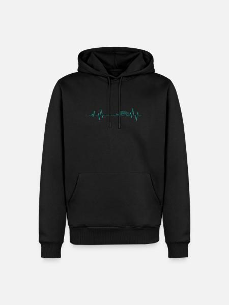 Herzschlaglinie für Leoparden Raubkatze - Männer Premium Bio Hoodie - Schwarz