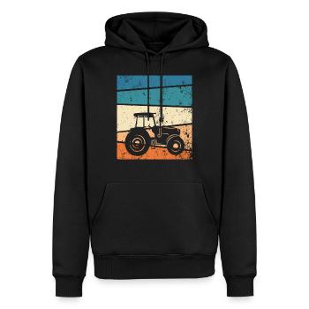 Traktor Retro Landwirt - Männer Premium Bio Hoodie - Schwarz - Vorne - Nico (187cm)