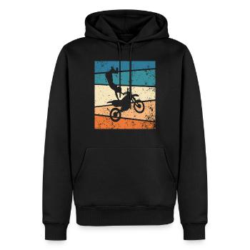 Motocross Retro Moto Vintage - Sweat à capuche Premium bio Homme - noir - Devant - Nico (187cm)