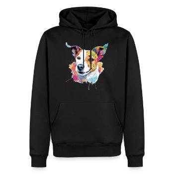 Lupin Jack russel - Sweat à capuche Premium bio Homme - noir - Devant - Nico (187cm)