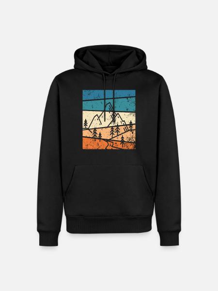 Berg Vintage Berge Natur - Männer Premium Bio Hoodie - Schwarz