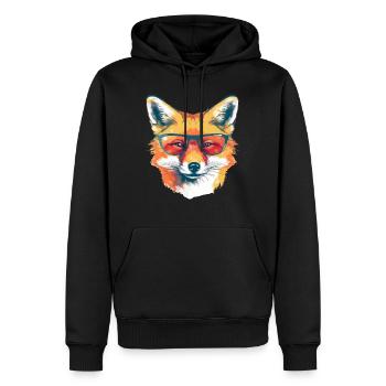 Rex le renard à lunettes - Sweat à capuche Premium bio Homme - noir - Devant - Nico (187cm)