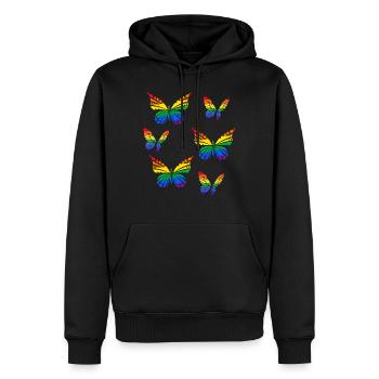 Pride Month - Schmetterling - LGBTQ+ Gay Rainbow - Männer Premium Bio Hoodie - Schwarz - Vorne - Nico (187cm)