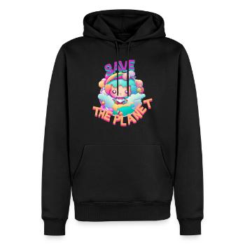 Save the planet kawaii - Men’s Premium Organic Hoodie - black - Front - Nico (187cm)