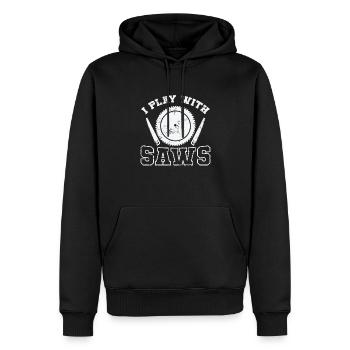 Je joue avec Saws Forest Worker - Sweat à capuche Premium bio Homme - noir - Devant - Nico (187cm)