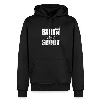 Né pour prendre des photos avec un photographe appareil photo - Sweat à capuche Premium bio Homme - noir - Devant - Nico (187cm)