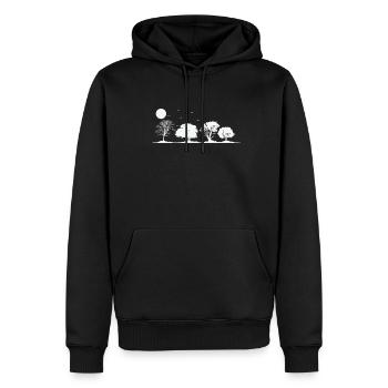 Arbres à la pleine lune Nature Forêts Feuilles - Sweat à capuche Premium bio Homme - noir - Devant - Nico (187cm)