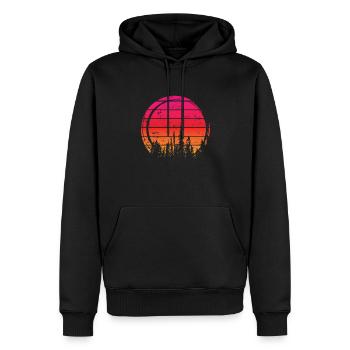 Forêt d’arbres, Nature, Feuilles, Forêt - Sweat à capuche Premium bio Homme - noir - Devant - Nico (187cm)