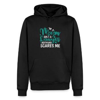 Je suis une maman et une avocate rien ne me fait peur - Sweat à capuche Premium bio Homme - noir - Devant - Nico (187cm)