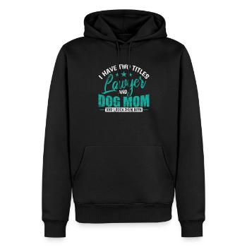 J’ai deux titres Avocat et Dog Mom Juriste - Sweat à capuche Premium bio Homme - noir - Devant - Nico (187cm)