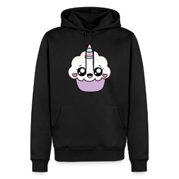 EINHORN CUPCAKE - Männer Premium Bio Hoodie - Schwarz - Vorne - Nico (187cm)
