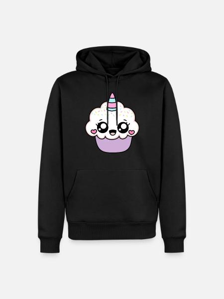 EENHOORN CUPCAKE - Mannen Premium Bio hoodie - zwart
