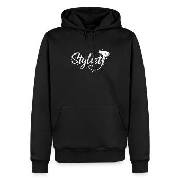 Styliste Coiffeur Profession Coupe de cheveux - Sweat à capuche Premium bio Homme - noir - Devant - Nico (187cm)