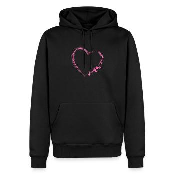 Coeur avec coiffeur Equipement de travail Profession Cheveux - Sweat à capuche Premium bio Homme - noir - Devant - Nico (187cm)