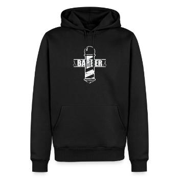 Profession Coiffeur Coupe de Coiffure - Sweat à capuche Premium bio Homme - noir - Devant - Nico (187cm)