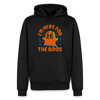 Spooky Cute Kawaii Ghost Design – Im Here For Boos - Men’s Premium Organic Hoodie - black - Front - Nico (187cm)