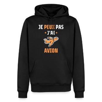 je peux pas j'ai avion - Sweat à capuche Premium bio Homme - noir - Devant - Nico (187cm)