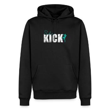 Kickboxing latéral - Sweat à capuche Premium bio Homme - noir - Devant - Nico (187cm)
