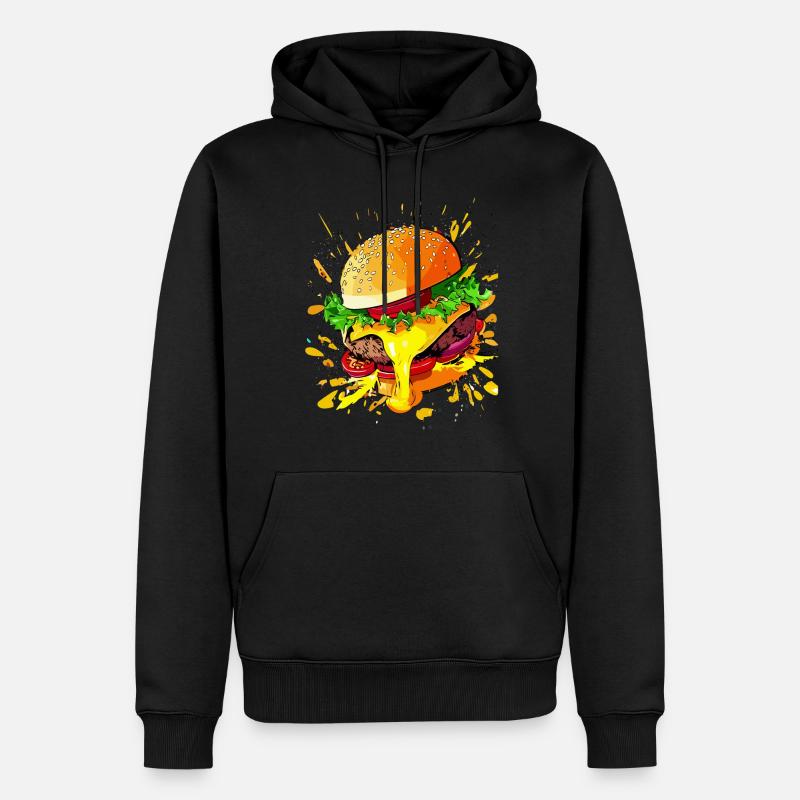 Extra Käse Burger Cheeseburger - Männer Premium Bio Hoodie - Schwarz