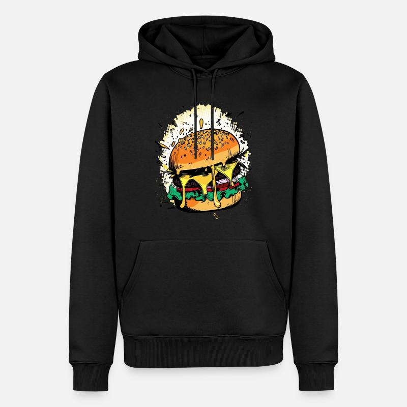 Cheeseburger Comic Burger - Sweat à capuche Premium bio Homme - noir