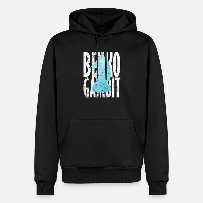 Benko Gambit Volga Gambit Échecs - Sweat à capuche Premium bio Homme - noir