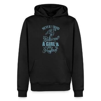 Ne vous tenez jamais entre une fille et son paon - Sweat à capuche Premium bio Homme - noir - Devant - Nico (187cm)