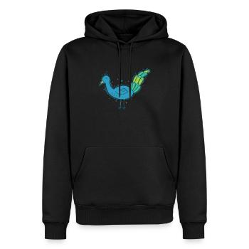 Plumes d’oiseaux colorés d’animaux animaux de paon - Sweat à capuche Premium bio Homme - noir - Devant - Nico (187cm)